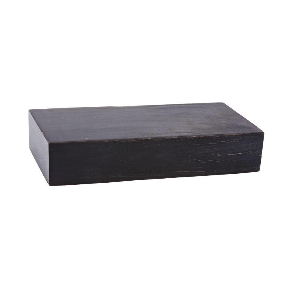 Bloc de corne de buffle, noir, poli, 130 x 50 x 25 mm