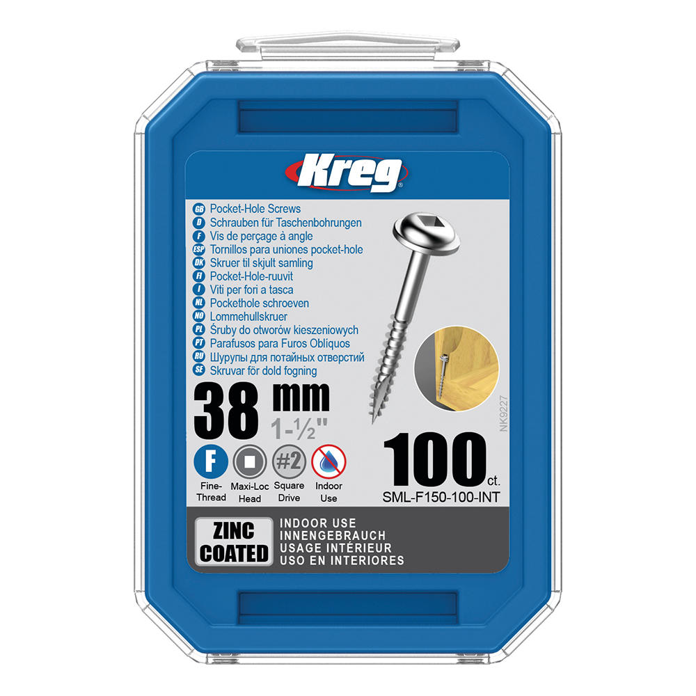 Kreg® Pocket-Hole Schrauben 38 mm, Verzinkt, Maxi-Loc, Feingewinde, 100 Stück