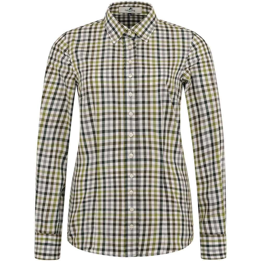 Chemisier pour femme, coton, à carreaux, vert/olive/blanc vert