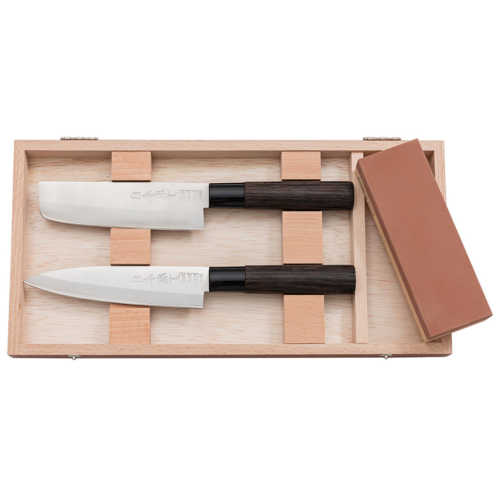 Japanmesser-Set mit Kombischärfstein