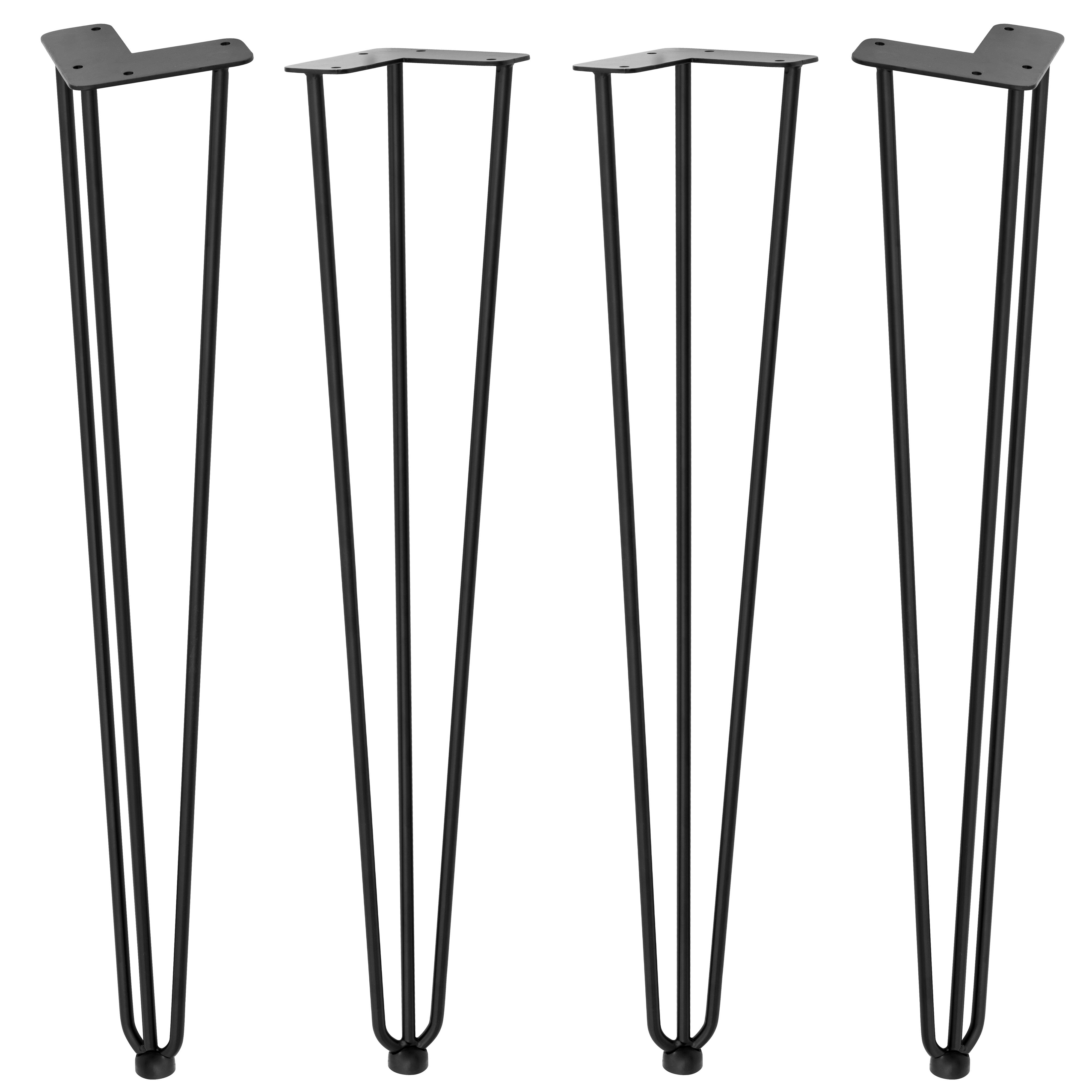 »Hairpin« Table Legs, 710 mm, Steel, Matte Black, 4-piece Set