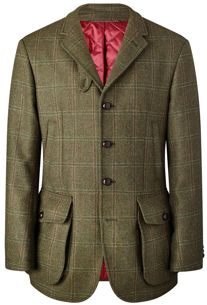 Herren Tweed-Jagdjacke, Karo, grün