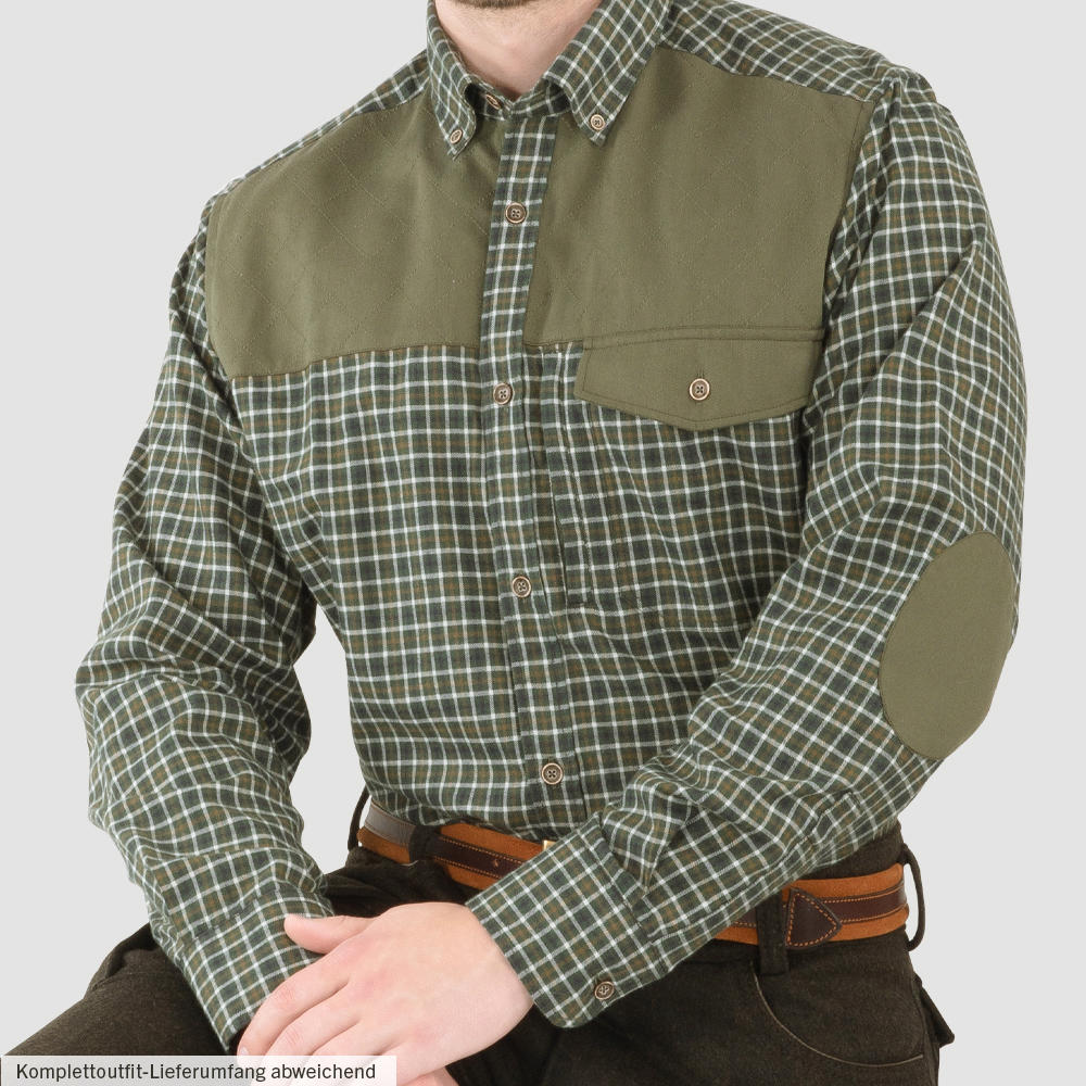Men's Outdoor Shirt, Chequered, Green/Beige