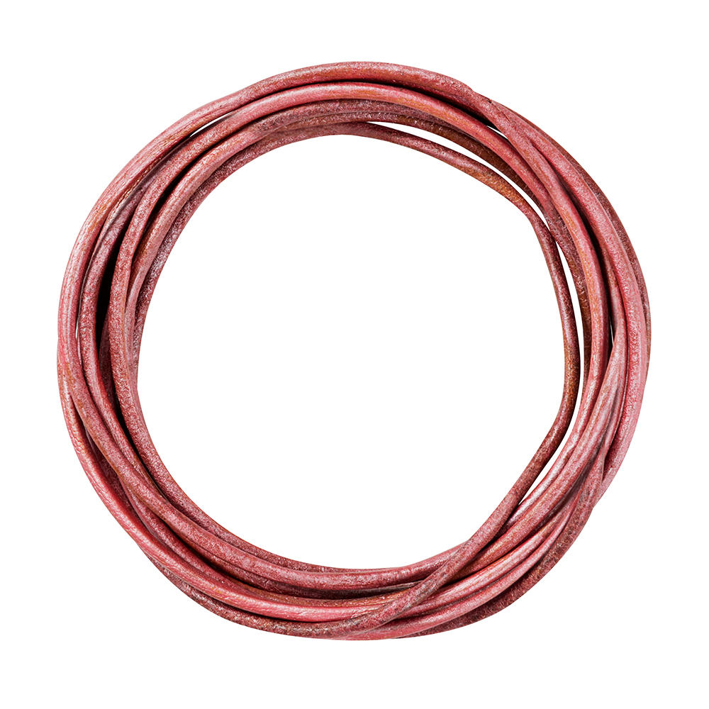Cowhide Lace, Ø 2 mm, Round, Antique Pink, 1.8 m