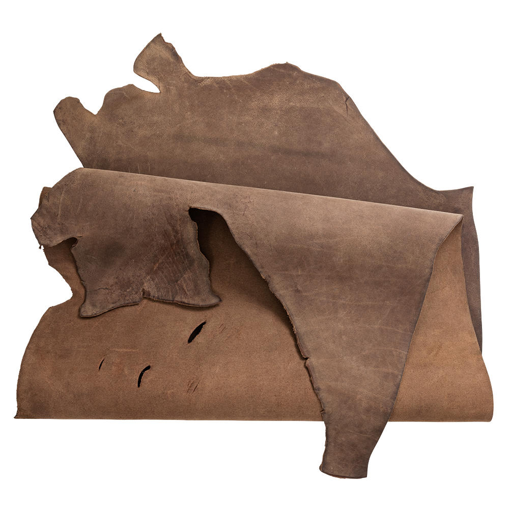 Pull-Up Büffelleder, halbe Haut, graubraun, Stärke 3,0-3,5 mm, 1,91-2,0 m²