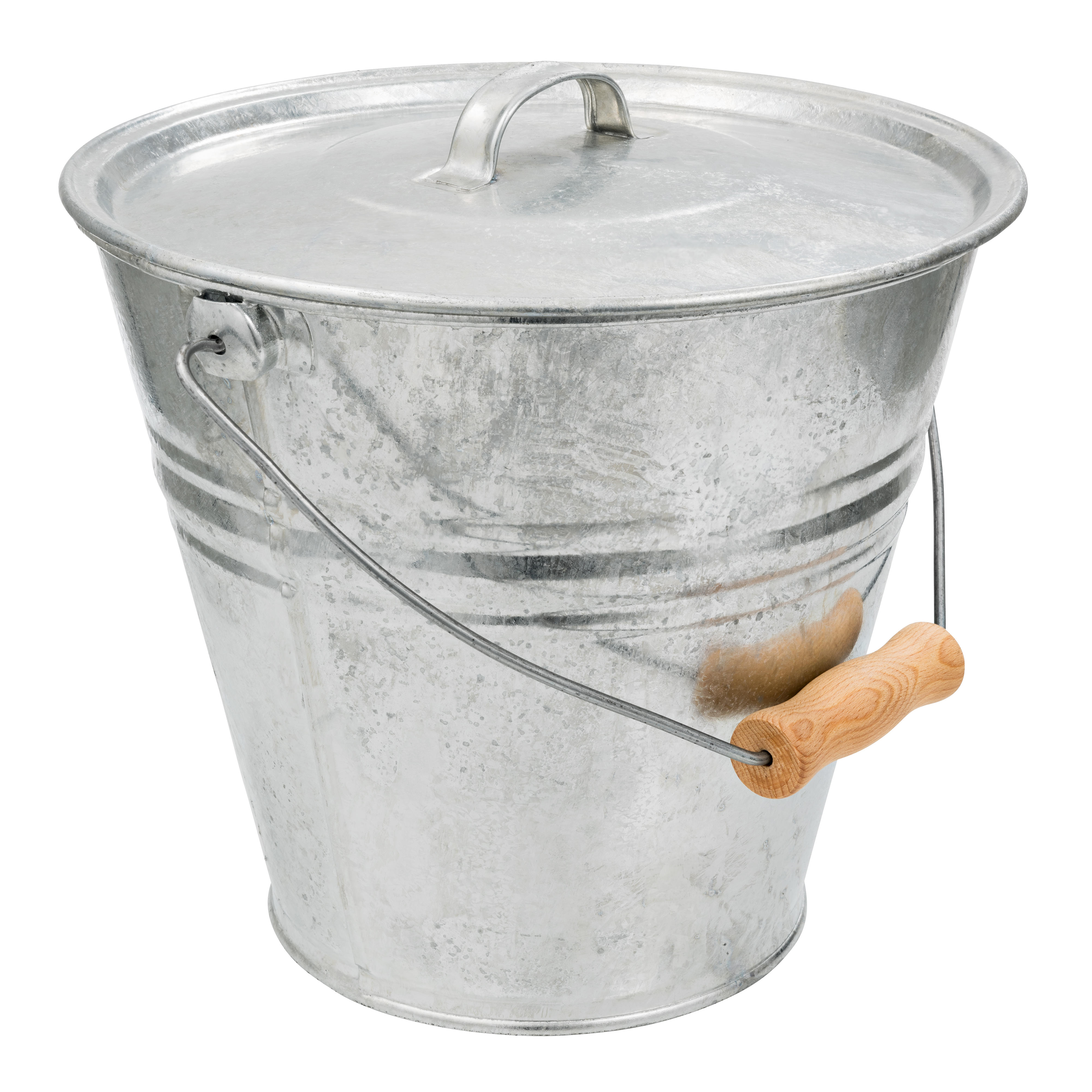 Eimer mit Deckel und Holzgriff, feuerverzinkt, 8 l | 714987