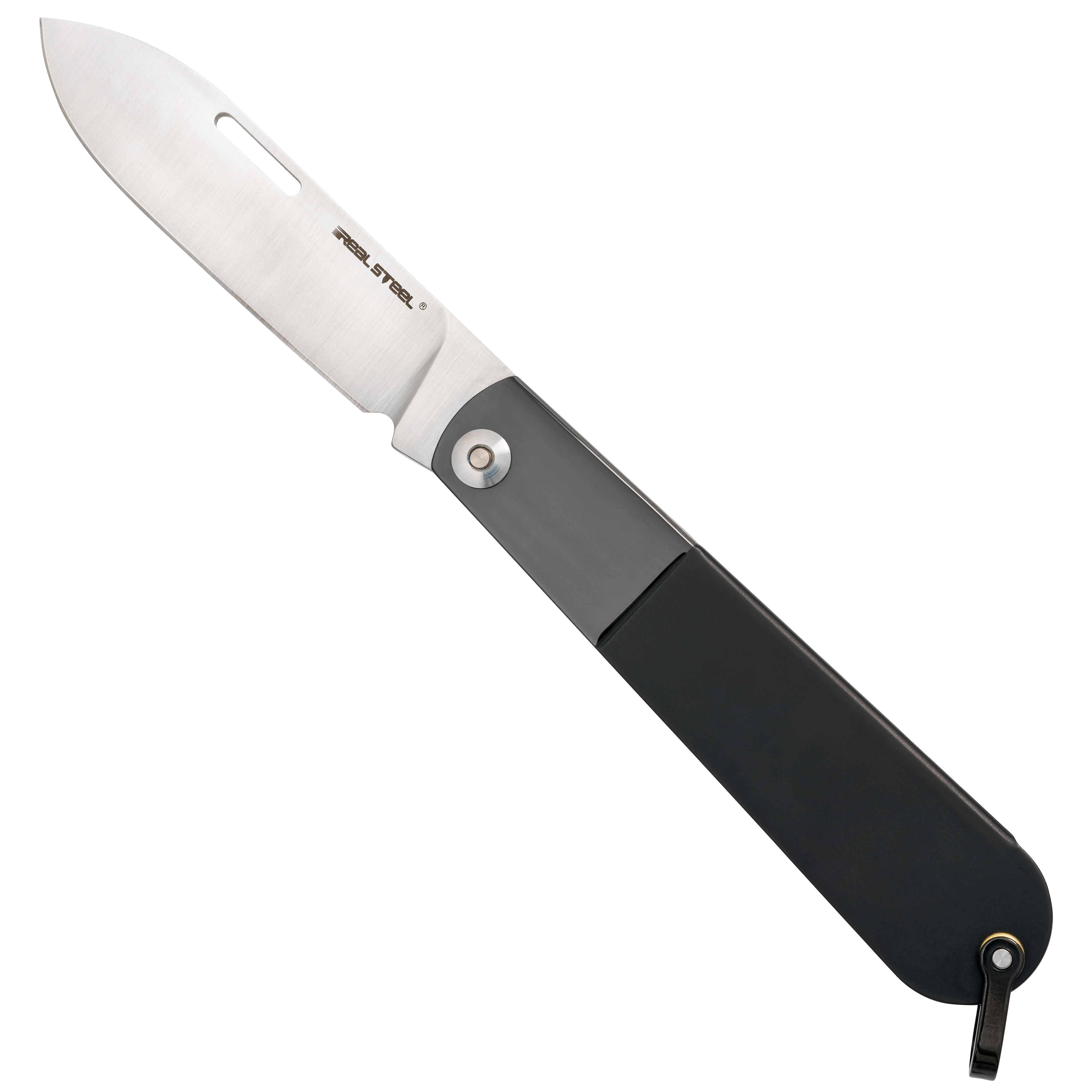 Real Steel® Barlow RB-3 Klappmesser, Drop Point, schwarz