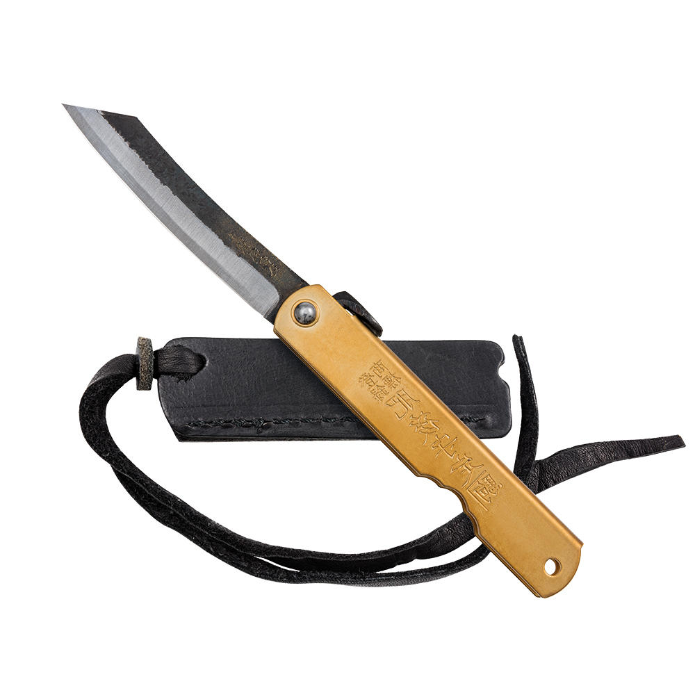 Higonokami Burasu with Forged Skin, with Folding Leather Sheath