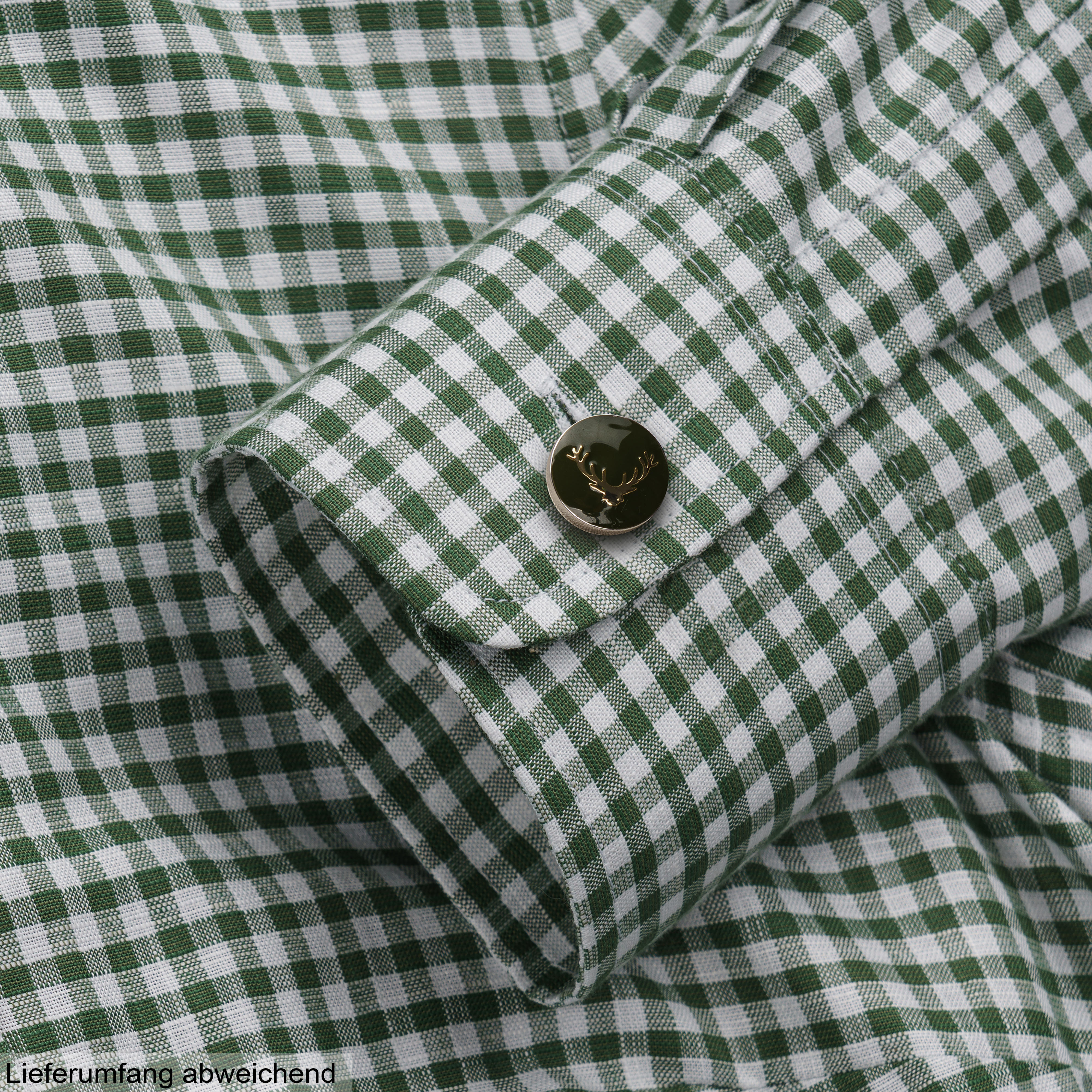 Camicetta da donna, cotone/lino, a quadri, verde/bianco