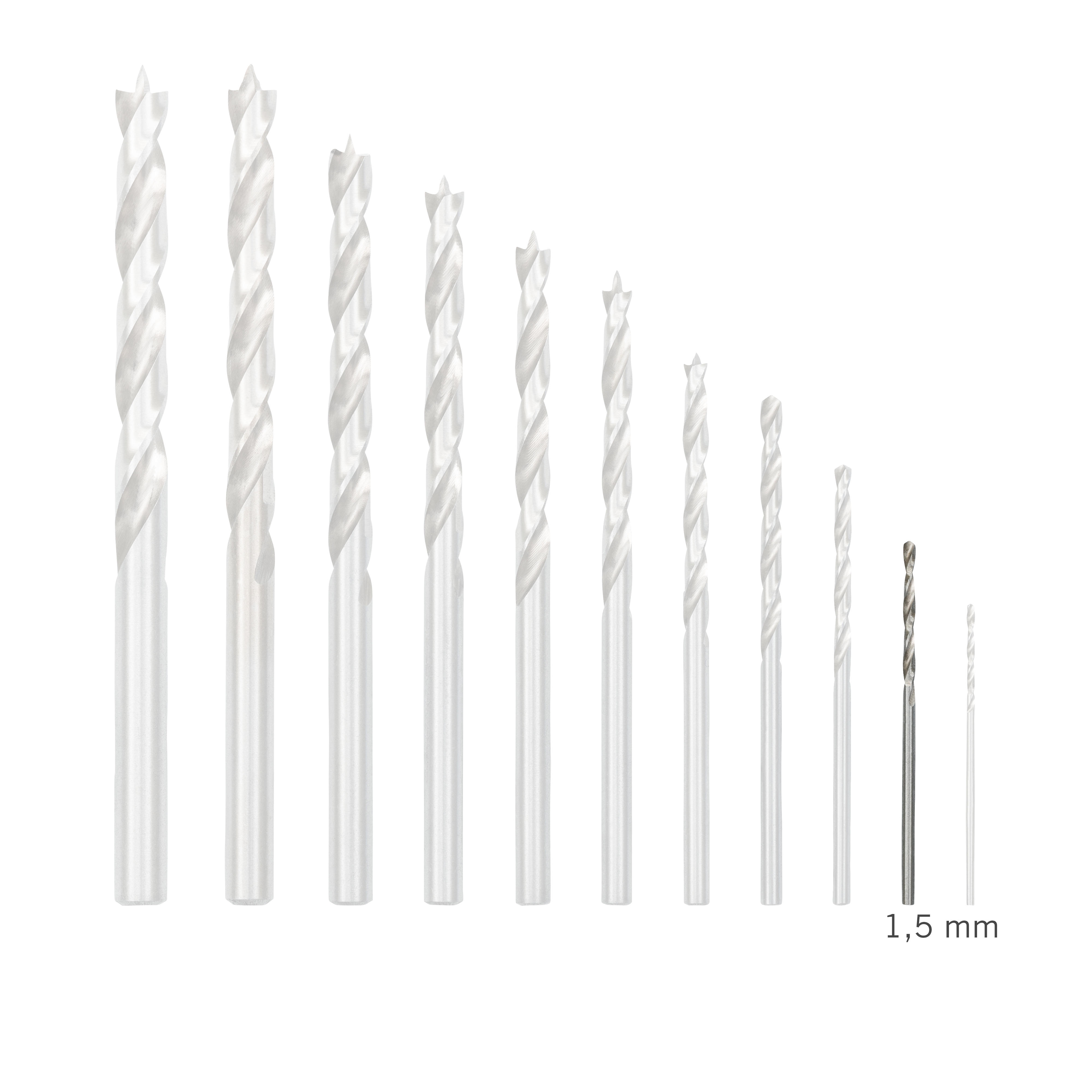 DICTUM® Forets à bois hélicoïdaux en acier rapide G, Ø 1,5 mm, 2 pièces