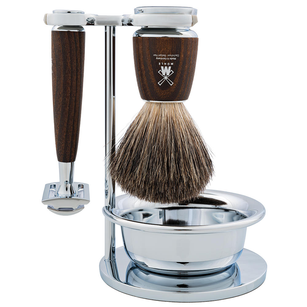 Set da barba Mühle »Rytmo«, 4 pezzi, legno di frassino termotrattato