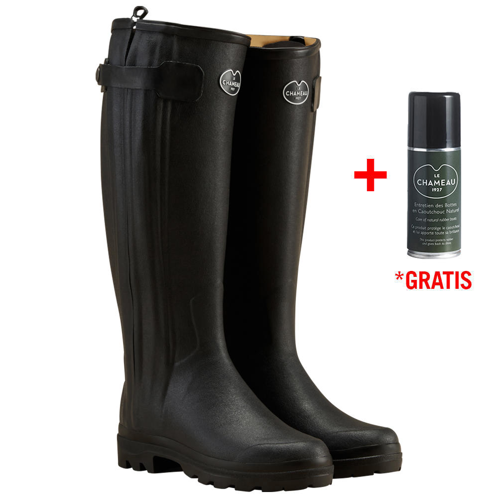 Le Chameau Damen-Gummistiefel Chasseur, Lederfutter noir 36