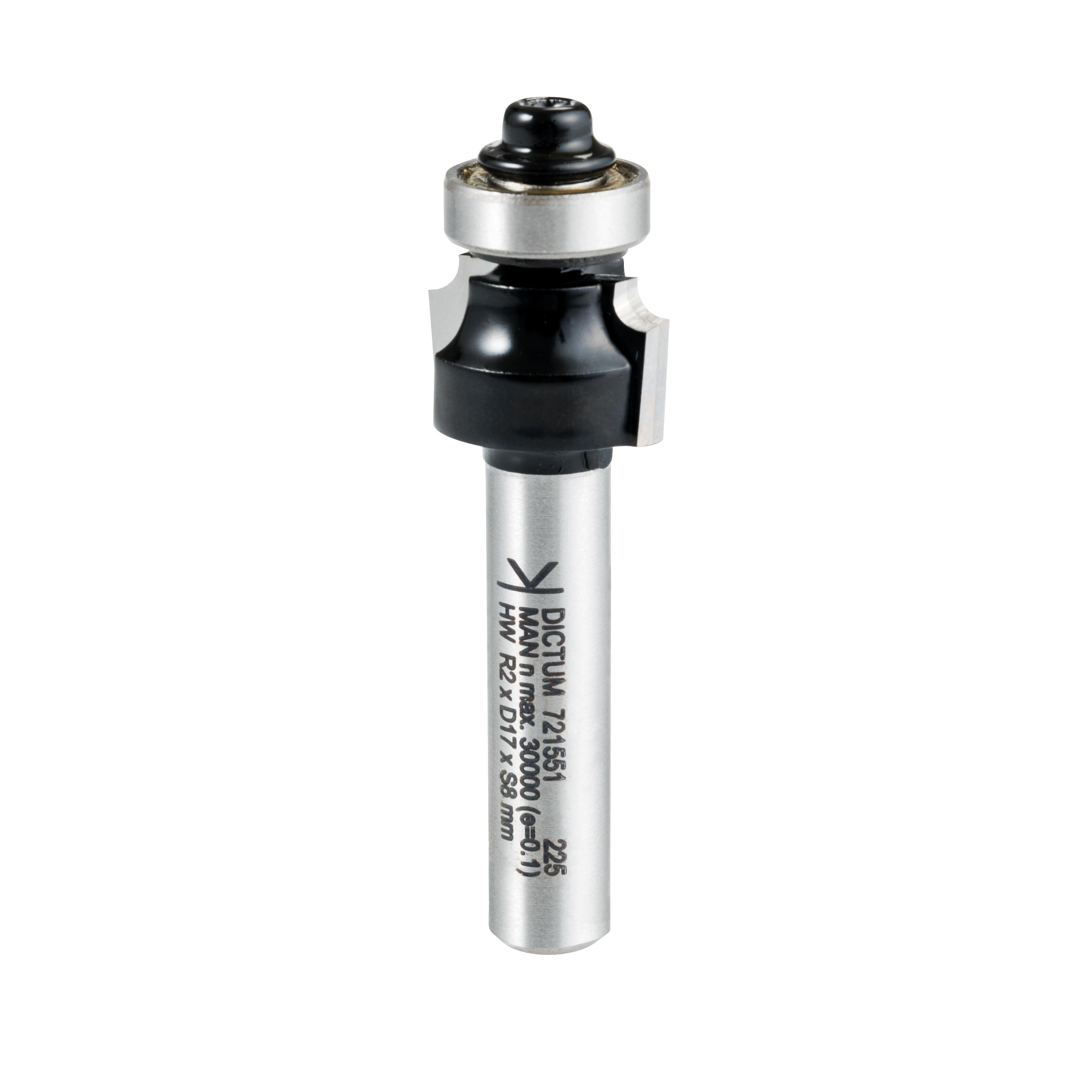 DICTUM® HW-Abrundfräser mit Kugellager, Schaft Ø 8 mm, R 2 mm