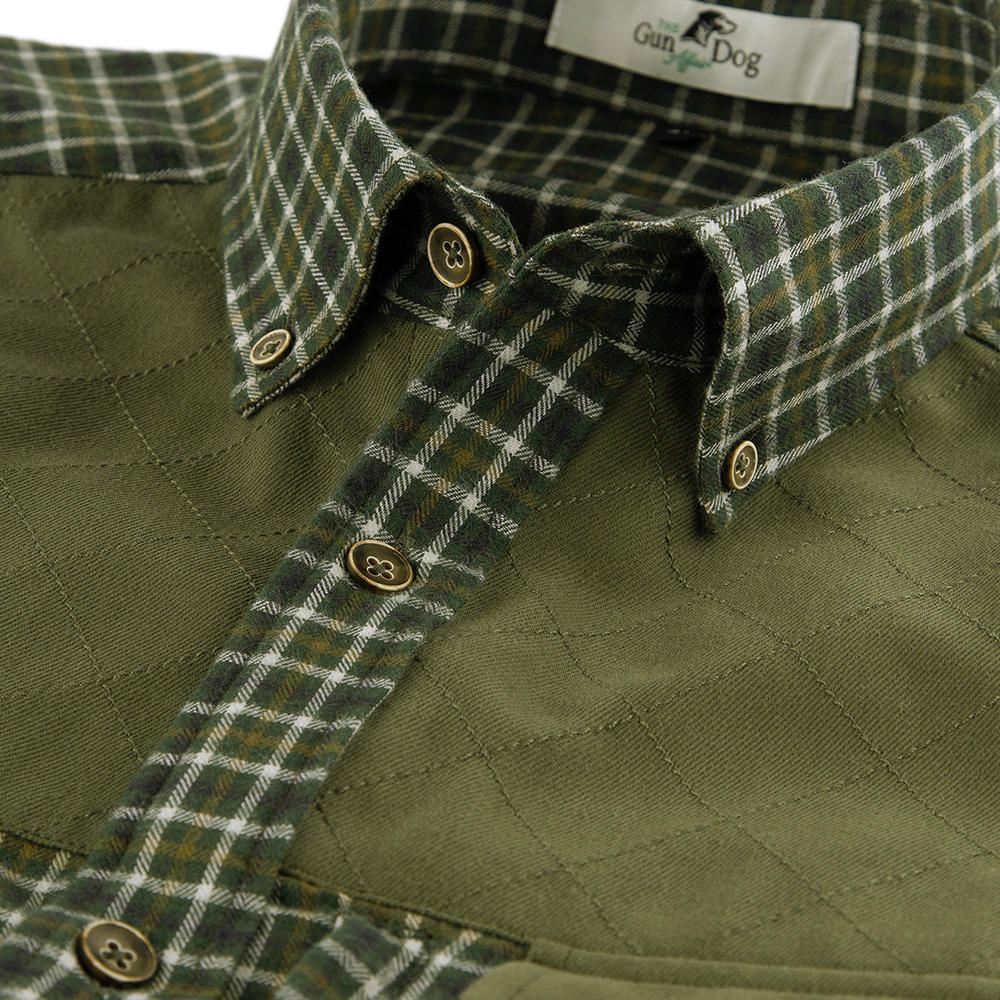 Men's Outdoor Shirt, Chequered, Green/Beige